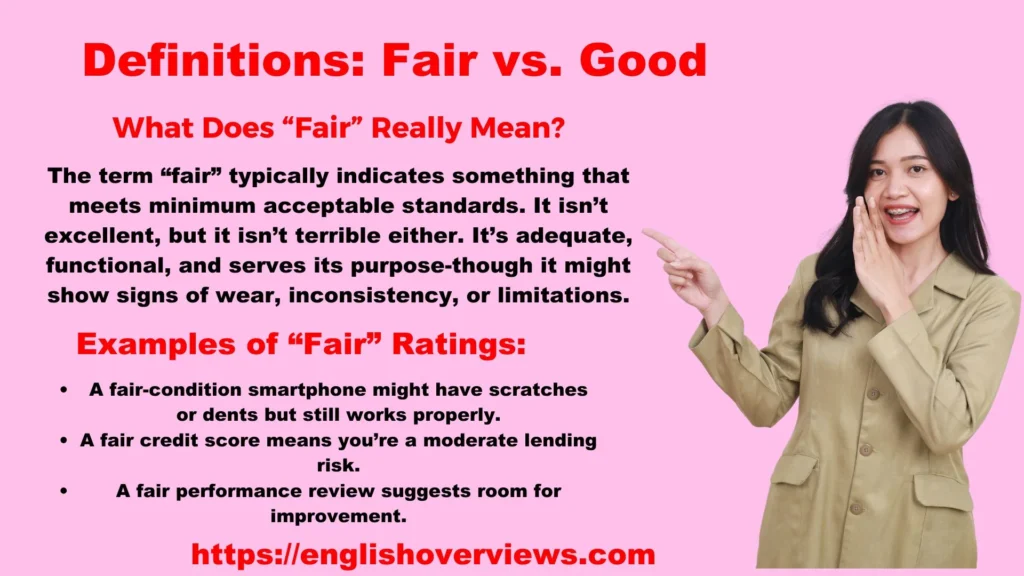 Definitions: Fair vs. Good